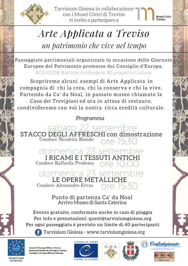 locandina ARTE APPLICATA CA DE NOAL 22-23 SETT 2018